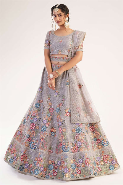 Breath Taking Lavender Floral ABHFL - Indian Dress House 786