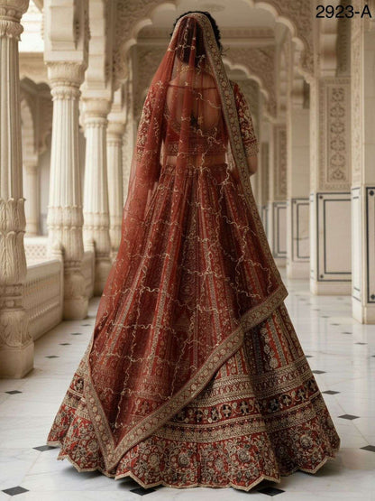 Breath Taking Orange Bridal Lengha - Indian Dress House 786