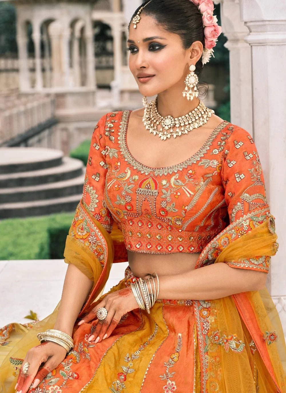 Breath Taking Orange & Yellow ABCL - Indian Dress House 786