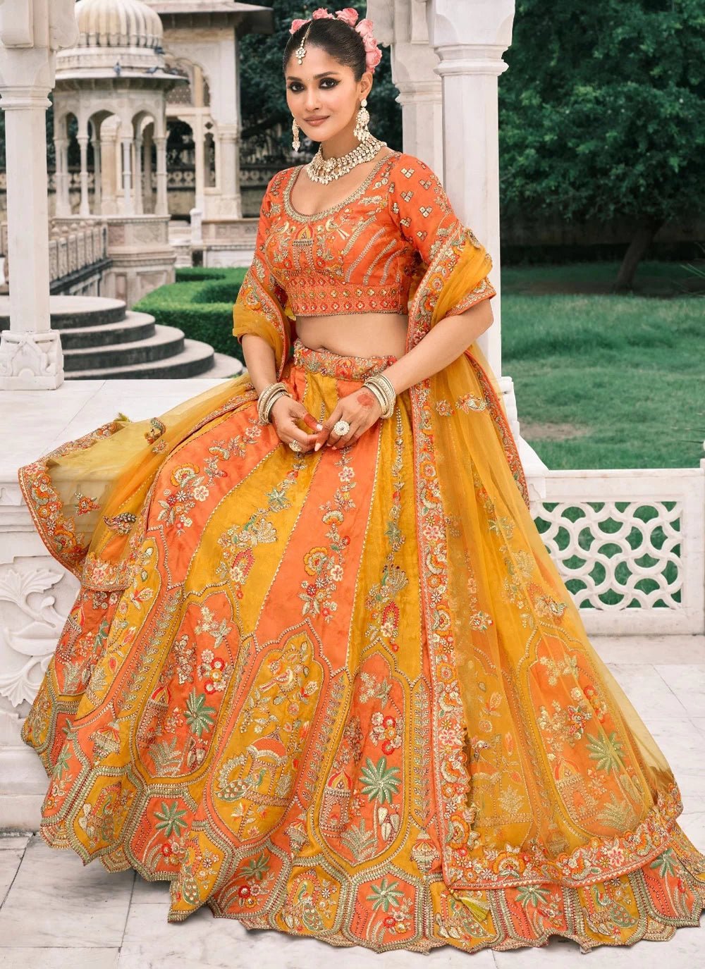 Breath Taking Orange & Yellow ABCL - Indian Dress House 786