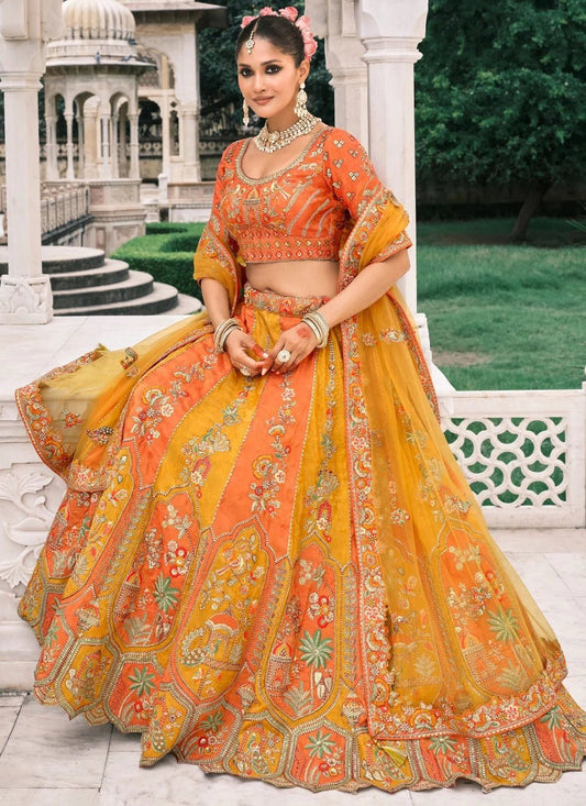 Breath Taking Orange & Yellow ABCL - Indian Dress House 786