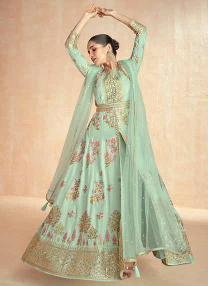 Breath Taking Pastel Sea Green ASHZ - Indian Dress House 786