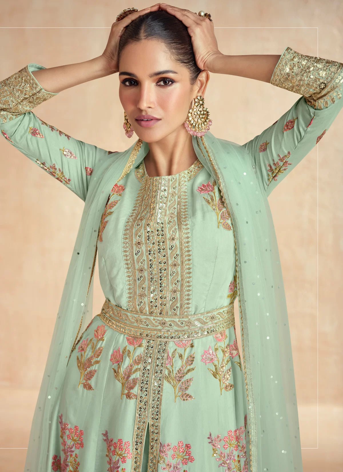 Breath Taking Pastel Sea Green ASHZ - Indian Dress House 786