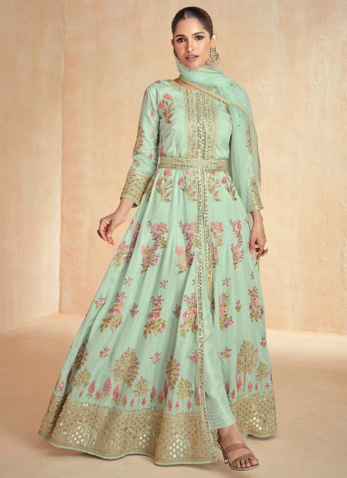 Breath Taking Pastel Sea Green ASHZ - Indian Dress House 786