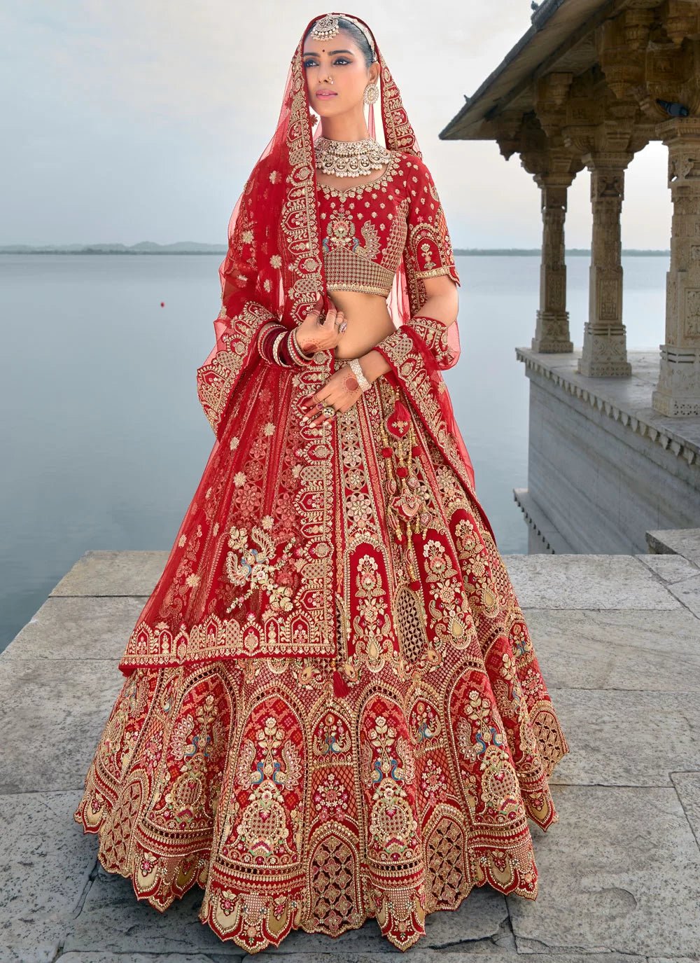 Breath Taking Red Floral ANARL - Indian Dress House 786