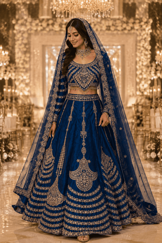Breath Taking Stunning Blue & Gold DL - Indian Dress House 786