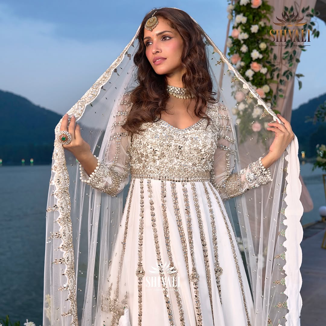 Breath Taking White & Gold AL SHIV - Indian Dress House 786