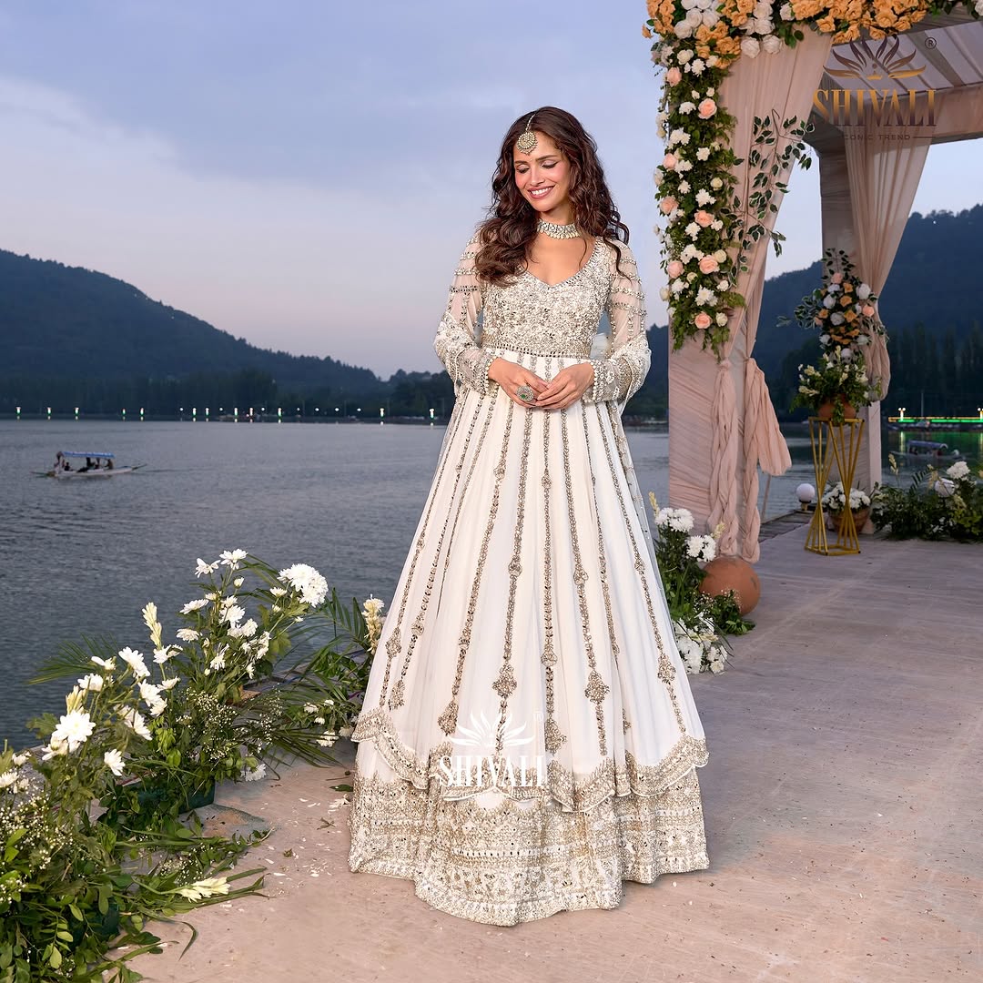 Breath Taking White & Gold AL SHIV - Indian Dress House 786