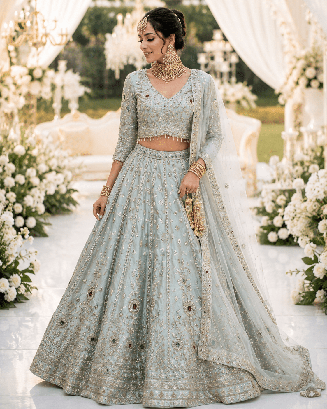 Breathtaking Silky Emb Floral DL - Indian Dress House 786
