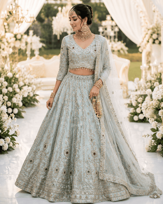Breathtaking Silky Emb Floral DL - Indian Dress House 786