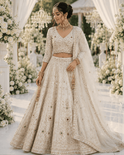 Breathtaking Silky Emb Floral DL - Indian Dress House 786
