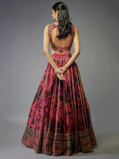 Coral Pink Floral ZLC - Indian Dress House 786