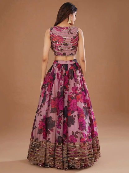 Coral Purple Pink Floral ZLC - Indian Dress House 786