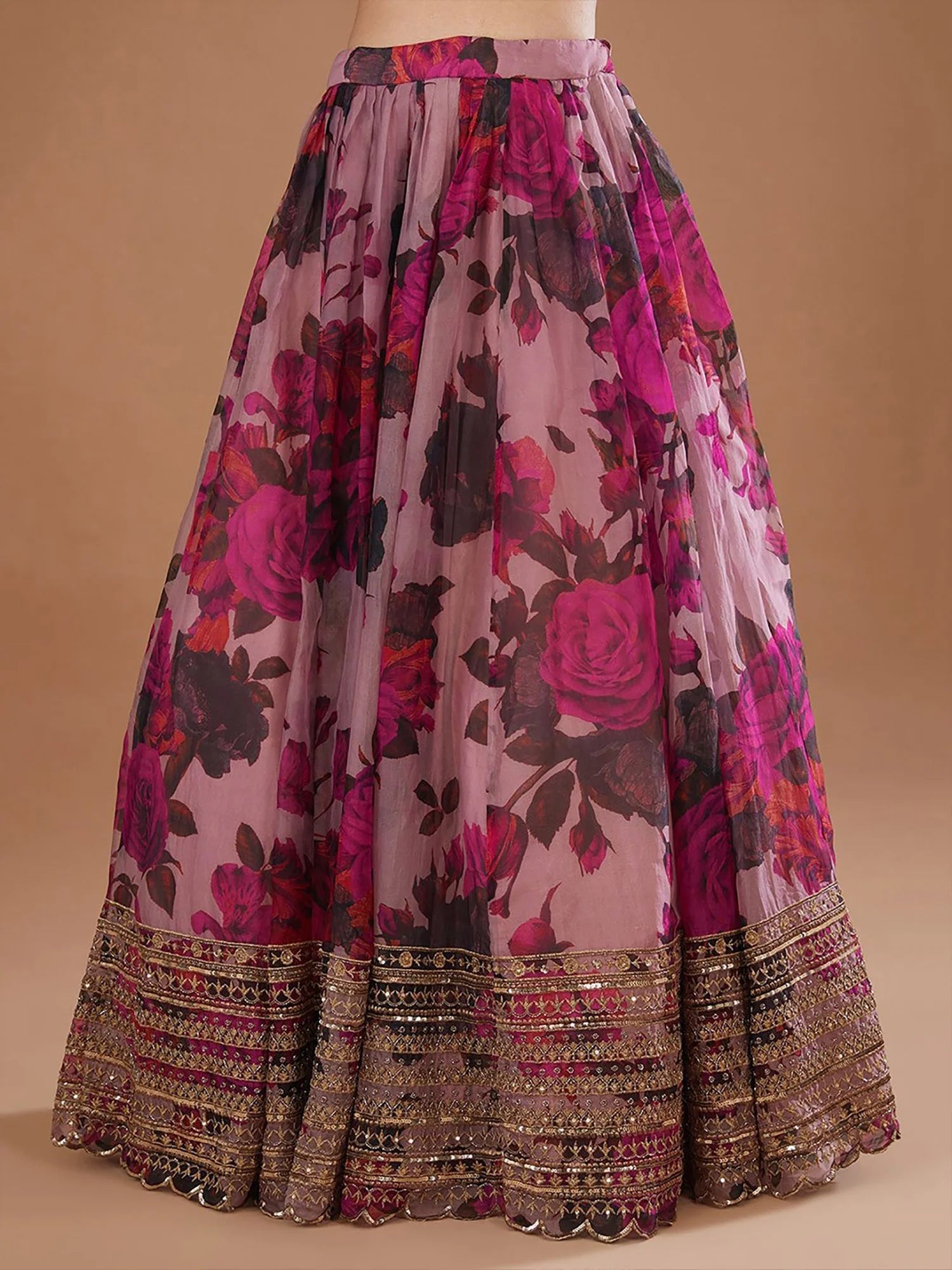 Coral Purple Pink Floral ZLC - Indian Dress House 786