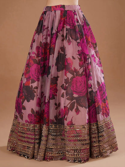 Coral Purple Pink Floral ZLC - Indian Dress House 786