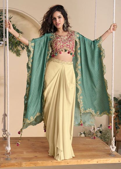 Creamy Pink Embroidered Shrug SWYN - Indian Dress House 786