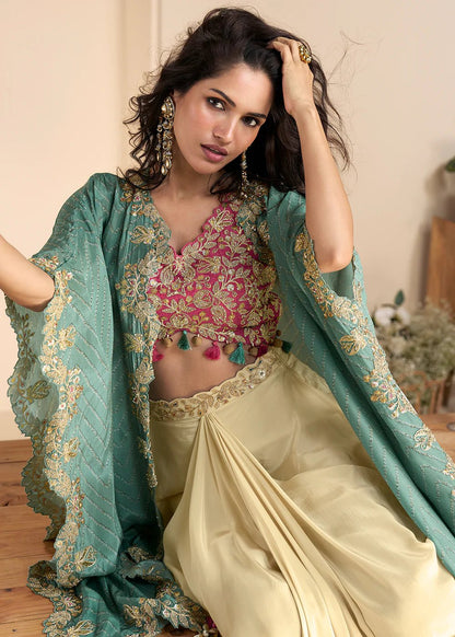 Creamy Pink Embroidered Shrug SWYN - Indian Dress House 786