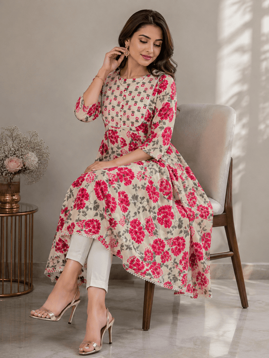 Cute Floral Pink NK FVD - Indian Dress House 786