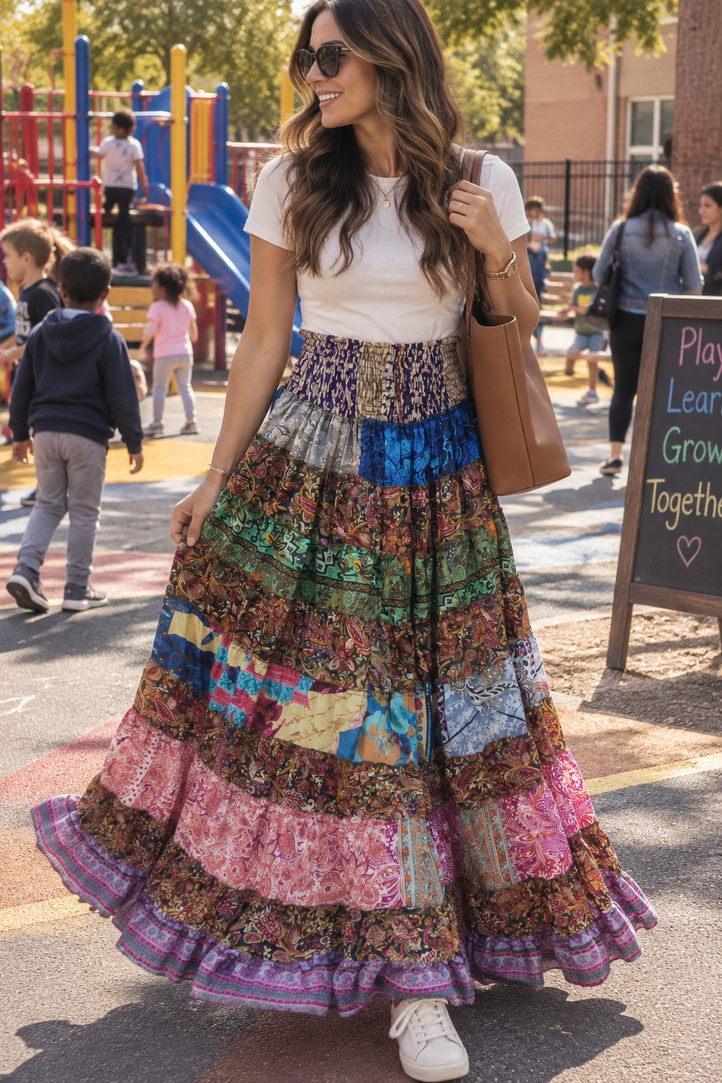 Earthy Boho Tiered Skirt - Indian Dress House 786