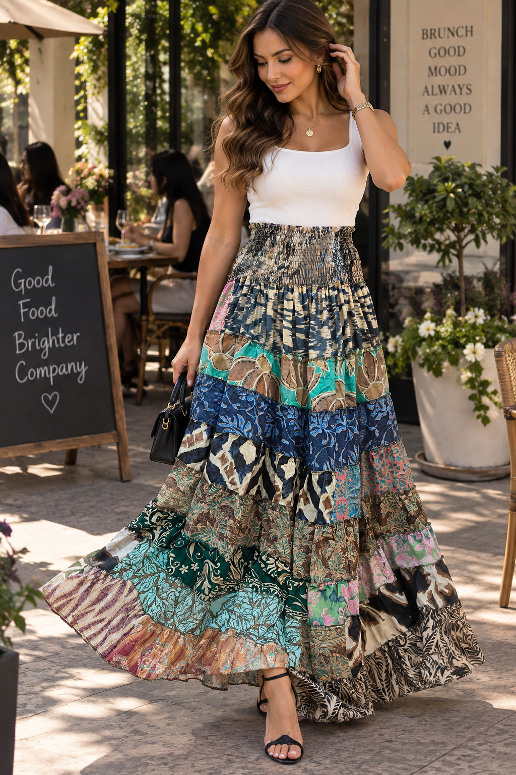 Earthy Boho Tiered Skirt - Indian Dress House 786