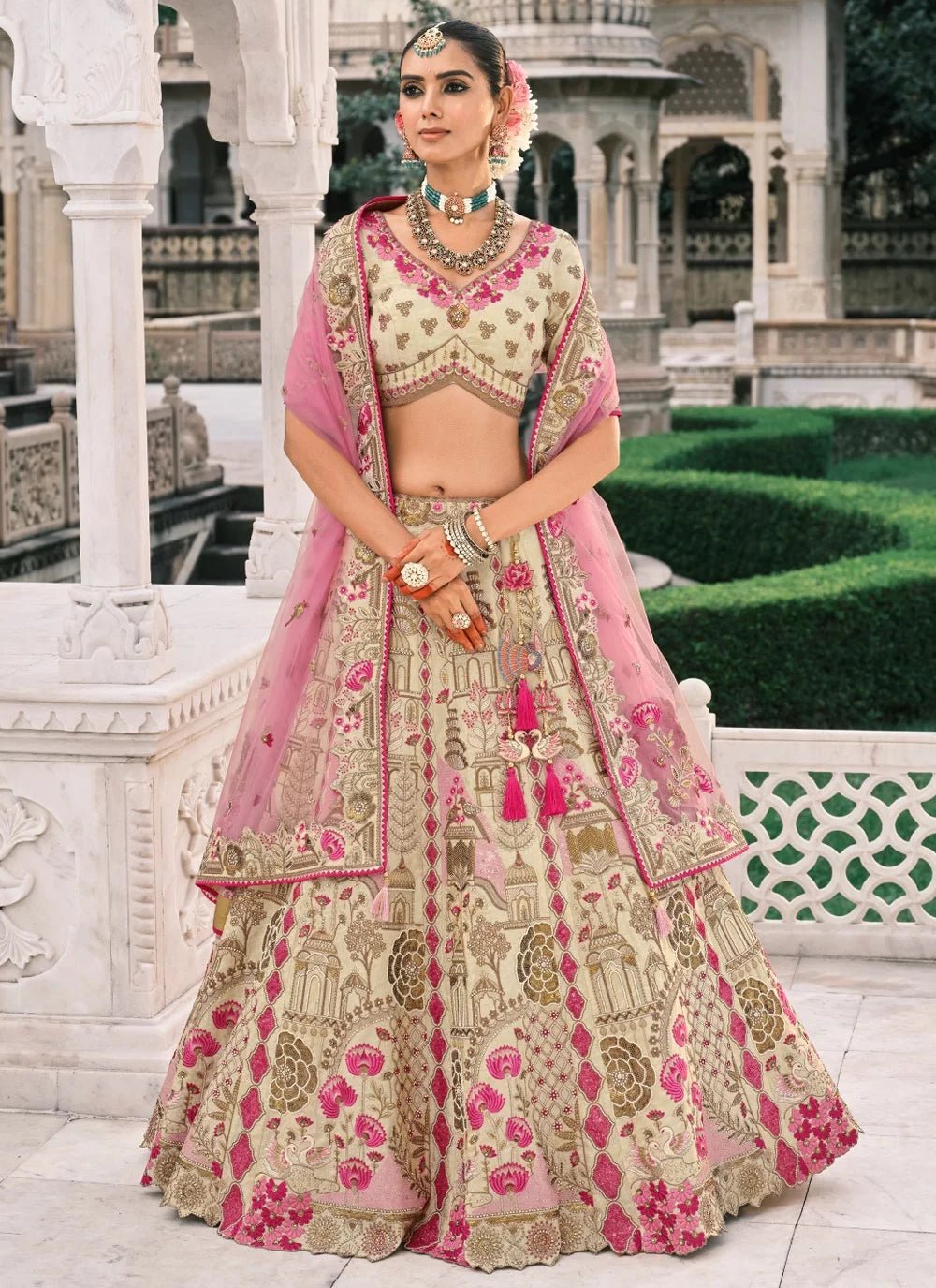 Eleganr Cream Multi Color ABCL - Indian Dress House 786
