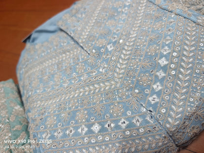 Elegant Baby Blue GKM - Indian Dress House 786