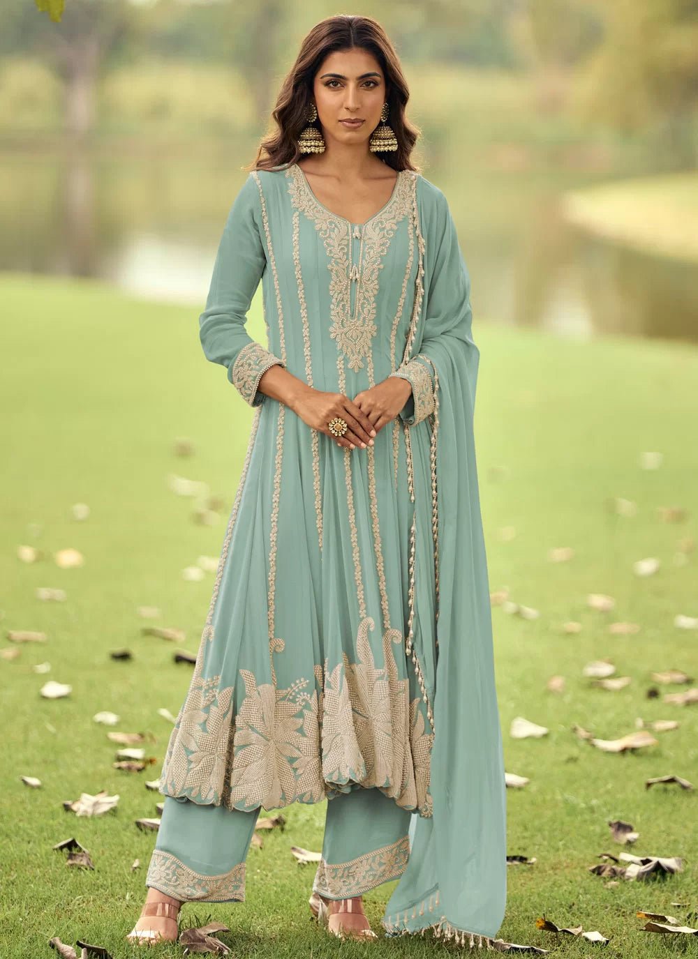 Elegant Blue SYIA - Indian Dress House 786
