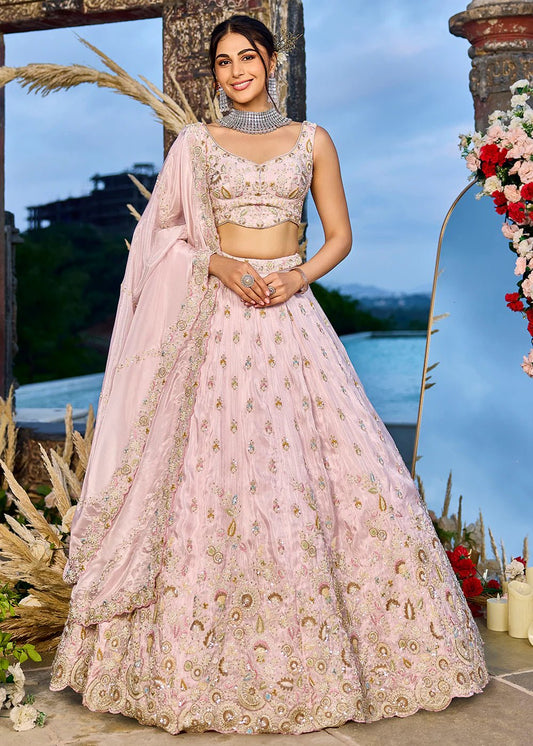 Elegant Blush Pink Floral ACLS - Indian Dress House 786