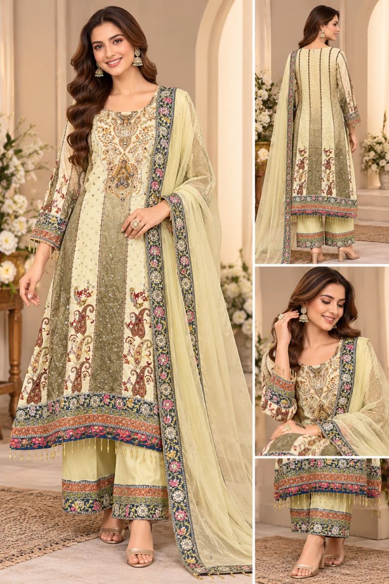 Elegant Cream BHMC - Indian Dress House 786