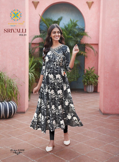 Elegant Floral Black PTS 1006 FVD - Indian Dress House 786