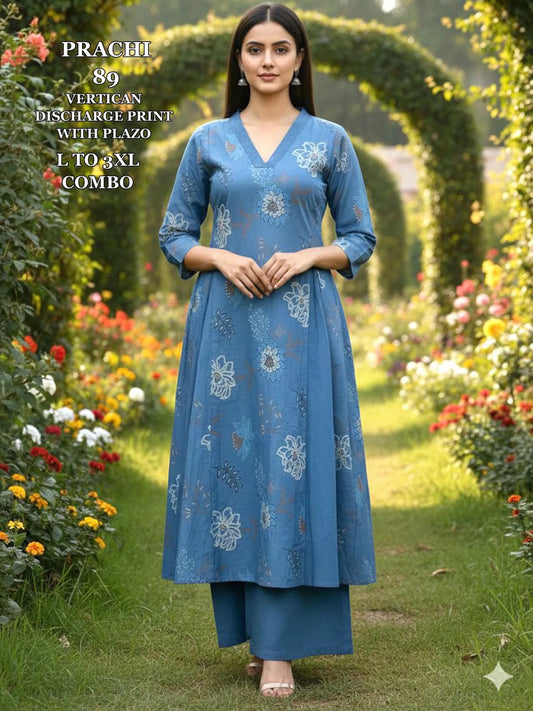 Elegant Floral Blue PR 89 KT - Indian Dress House 786