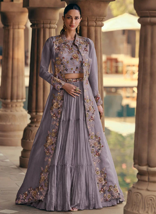 Elegant Floral Lavender SMJ - Indian Dress House 786