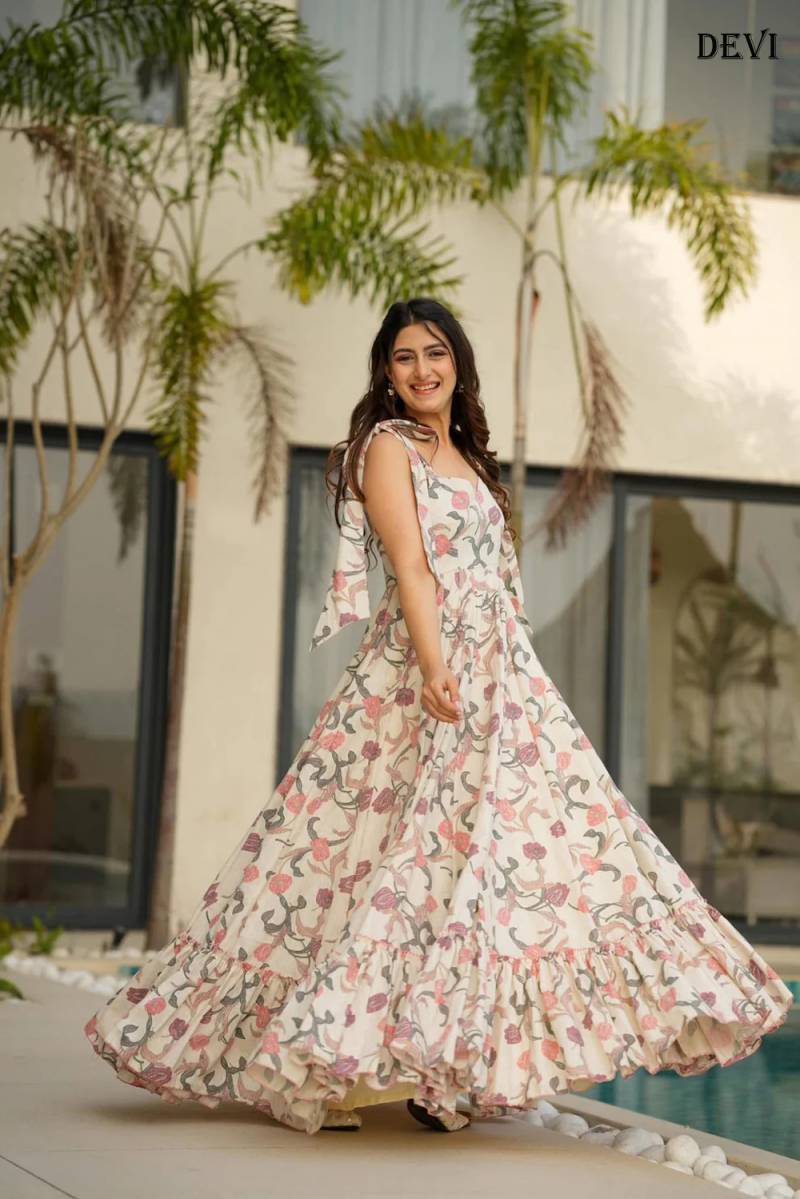 Elegant Floral MC Off White DV 803 FVD - Indian Dress House 786