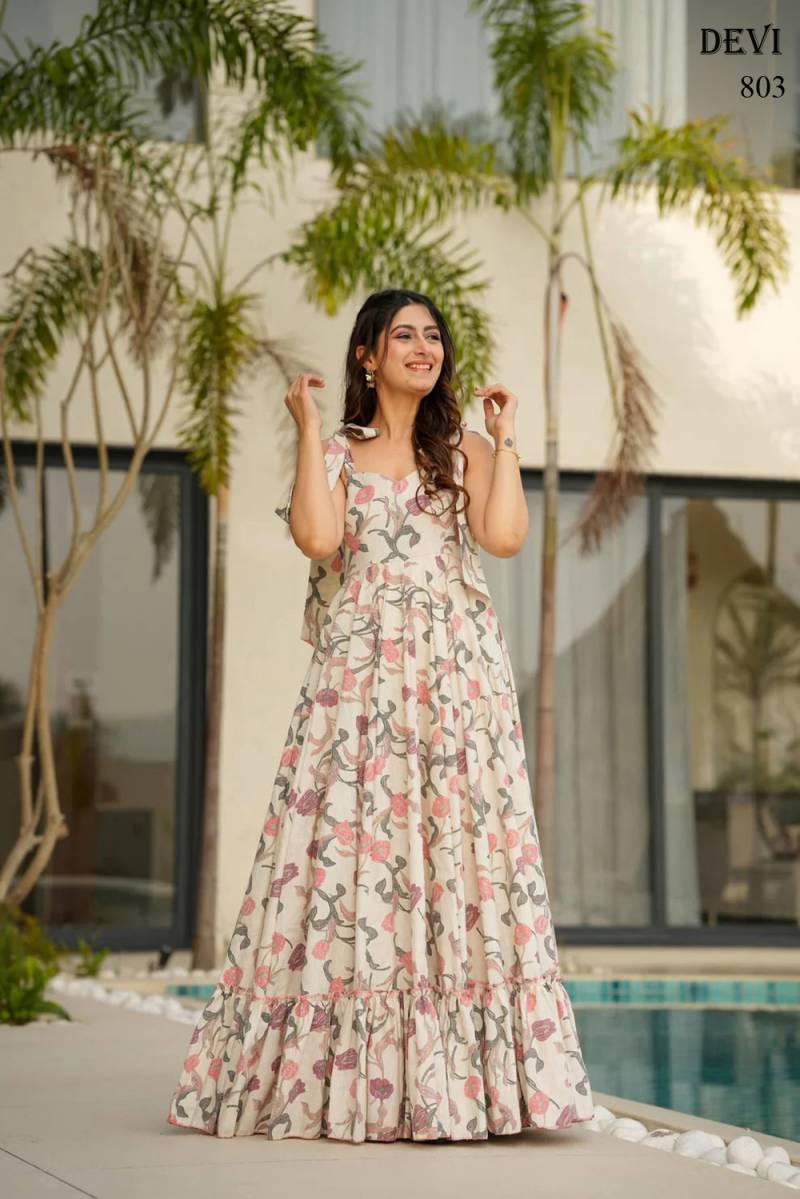 Elegant Floral MC Off White DV 803 FVD - Indian Dress House 786