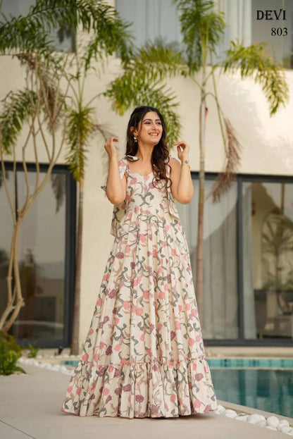 Elegant Floral MC Off White DV 803 FVD - Indian Dress House 786
