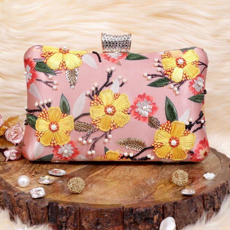 Elegant Floral Pastel Pink & Yellow CFB - Indian Dress House 786