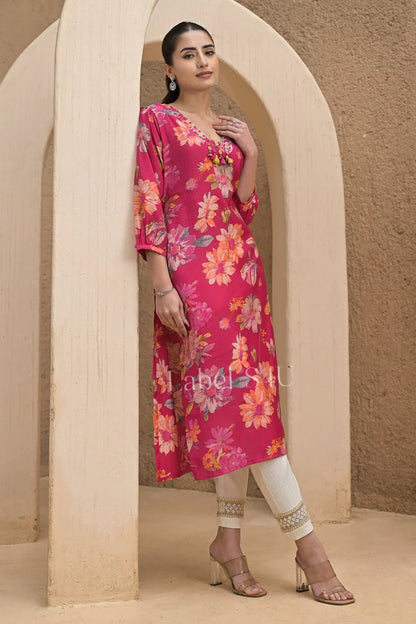 Elegant Floral Pink S4UKT FVD - Indian Dress House 786