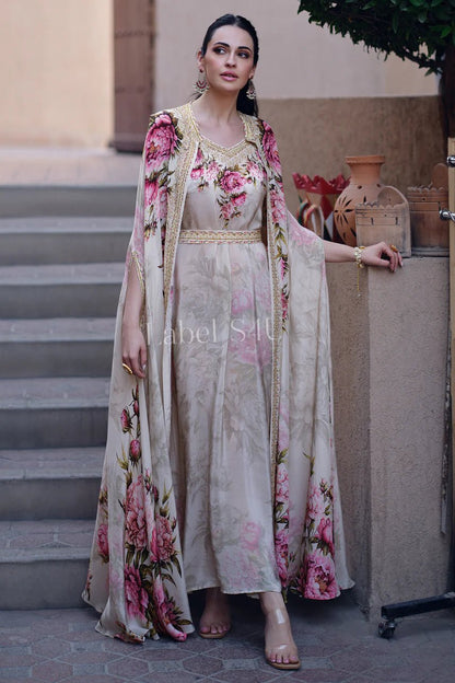 Elegant Floral Print Kaftan SHIV - Indian Dress House 786