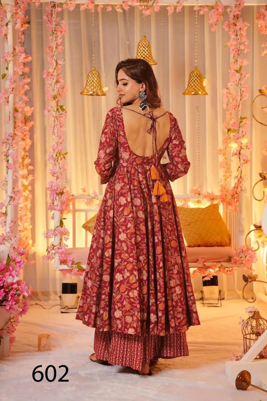 Elegant Floral Red LC 602 FVD - Indian Dress House 786