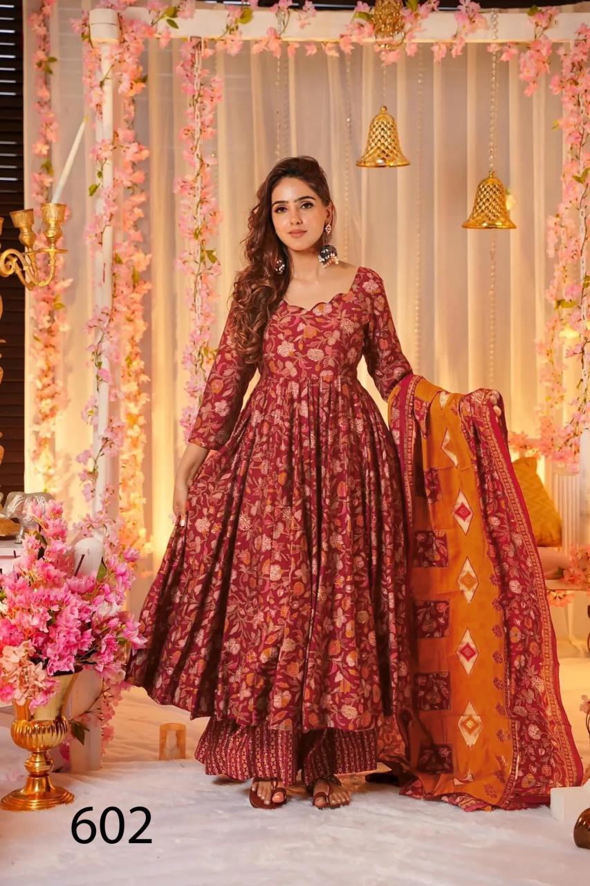 Elegant Floral Red LC 602 FVD - Indian Dress House 786