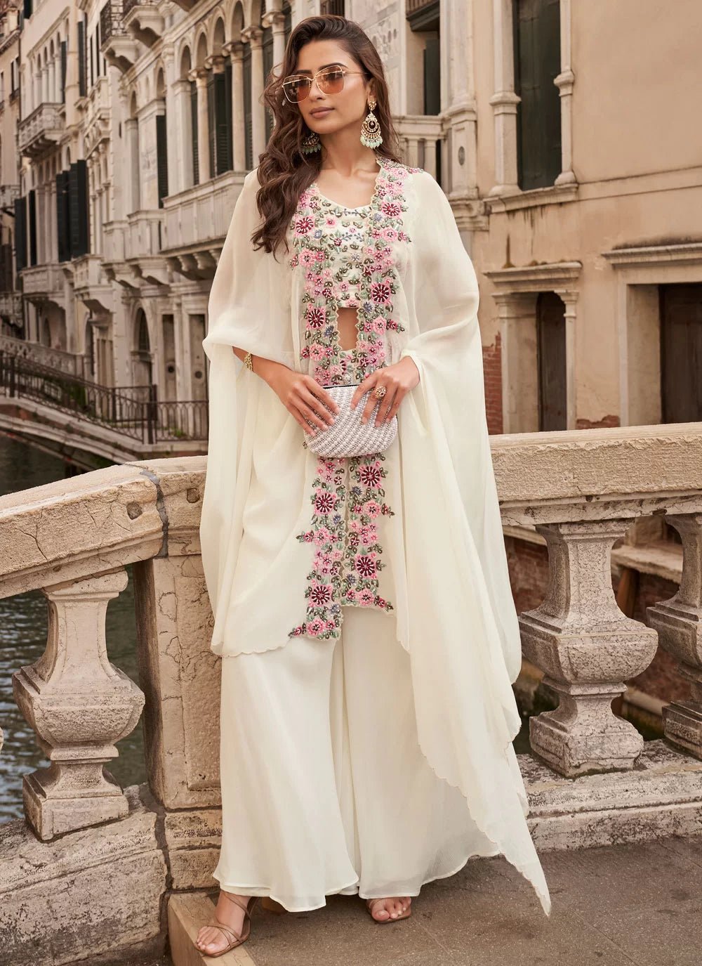 Elegant Floral White SYMP - Indian Dress House 786