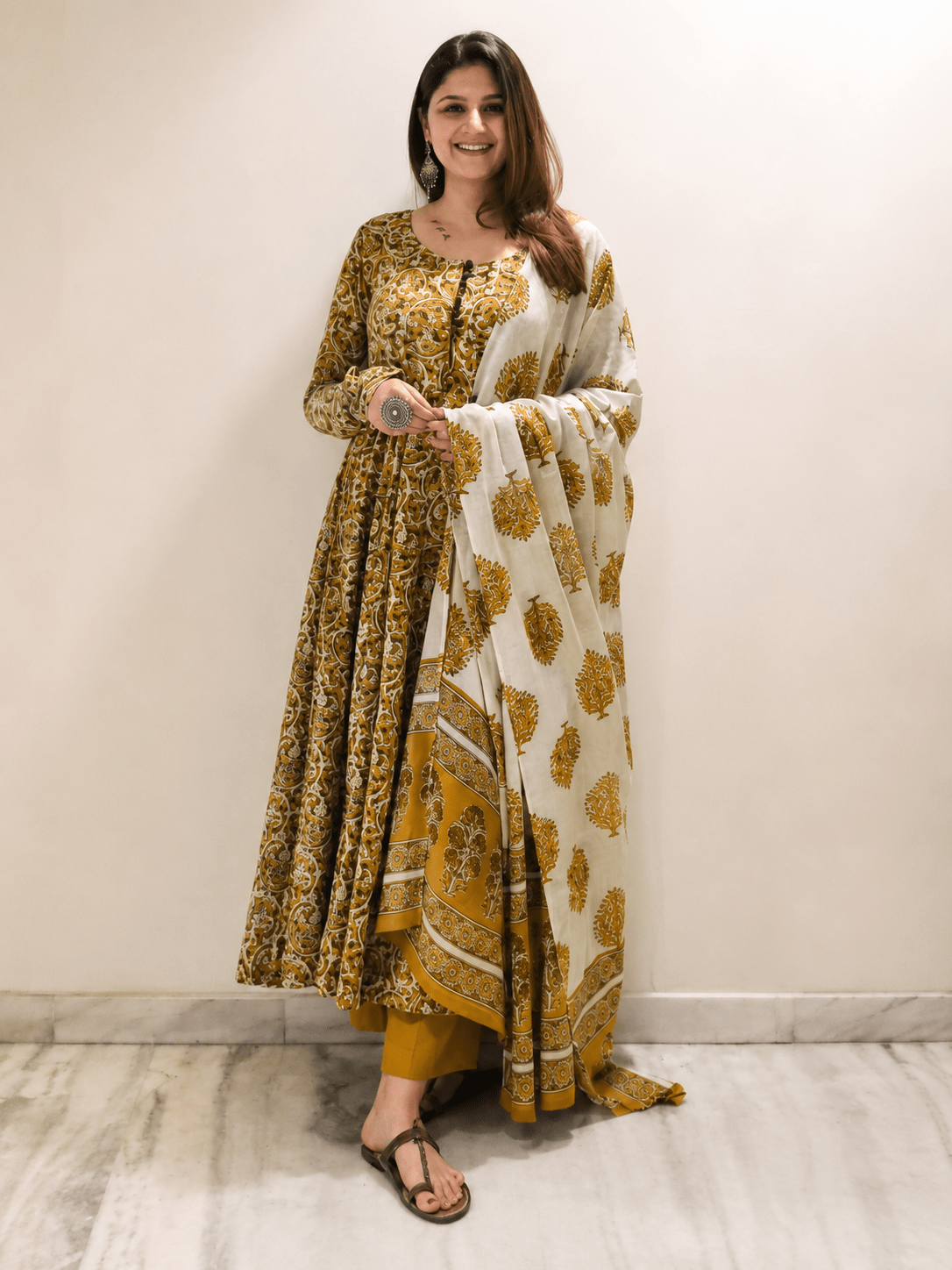 Elegant Floral Yellow AVL FVD - Indian Dress House 786