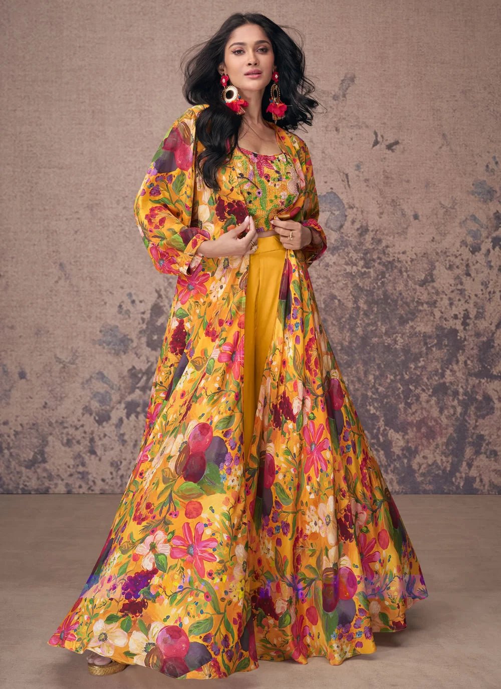 Elegant Floral Yellow SYMP - Indian Dress House 786