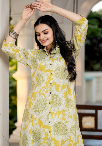 Elegant Floral Yellow ZAL 1007 FVD - Indian Dress House 786