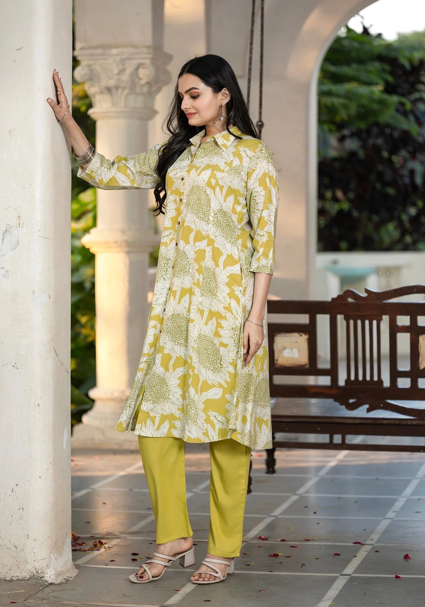 Elegant Floral Yellow ZAL 1007 FVD - Indian Dress House 786