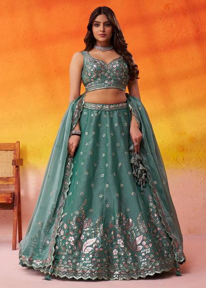 Elegant Green Floral ACLS - Indian Dress House 786