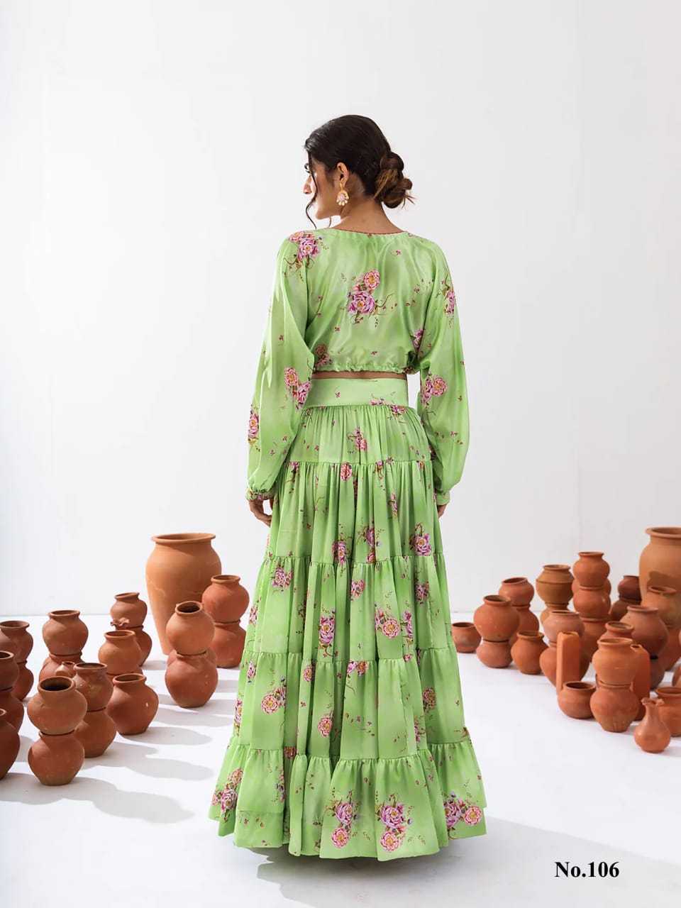 Elegant Green Floral PRV 106 FVD - Indian Dress House 786