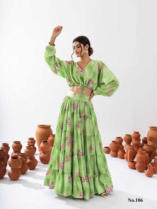 Elegant Green Floral PRV 106 FVD - Indian Dress House 786