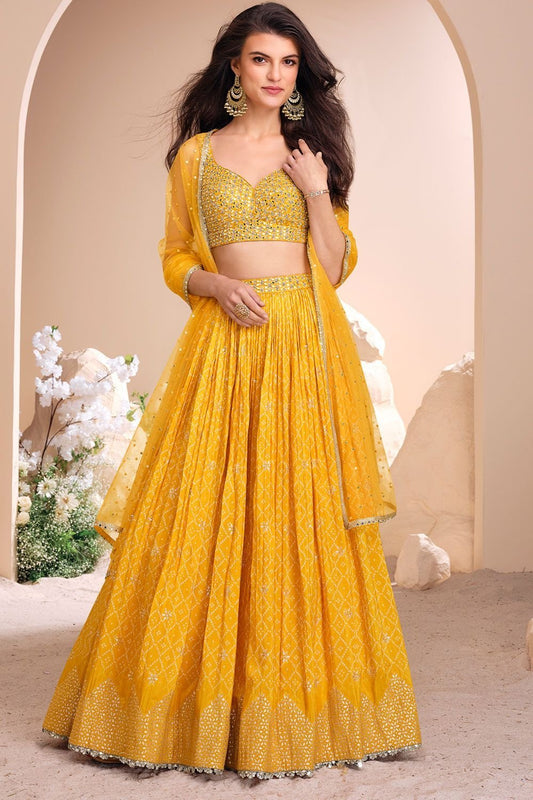 Elegant Haldi Yellow SSWL - Indian Dress House 786