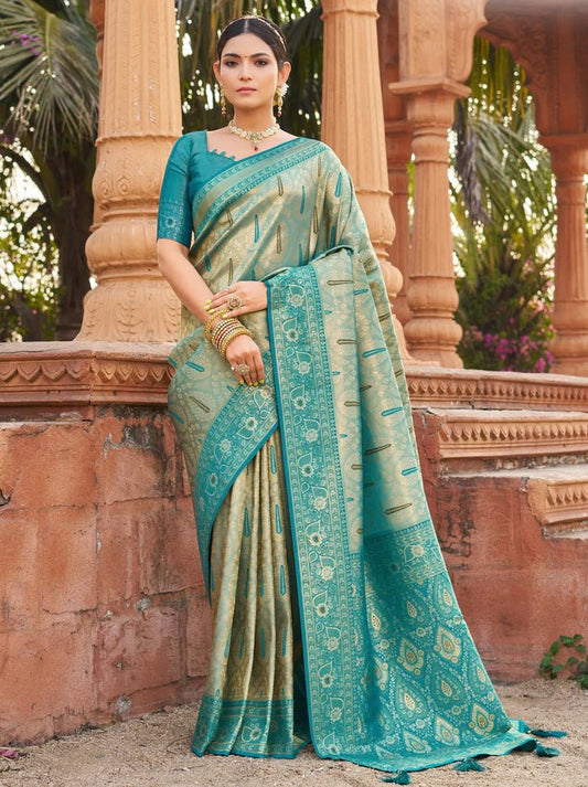 Elegant Metallic Blue GBS - Indian Dress House 786